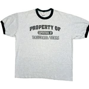 Anvil Property of Cooperstown NY Baseball Team Men's Size 2XL Black&Grey T Shirt